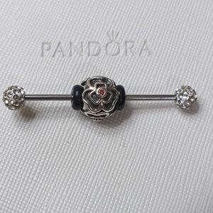 Pandora Vintage 2007-2008 Stirling Silver And Pink CZ Posey Charm (2 Available)